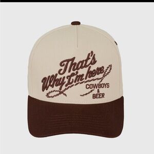 Cowboys & Beer Embroidered Trucker Baseball Hat Cream and Brown Cap